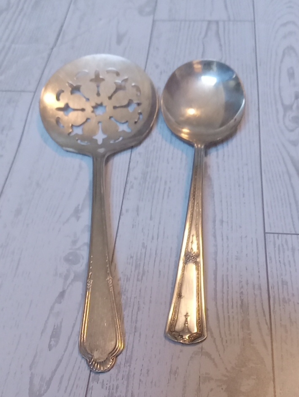 Vintage Slotted Server and Large Spoon Silver Plated